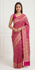 Magenta Katan Silk Jaal Saree