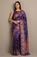 Dark Purple Pashmina Resham Saree