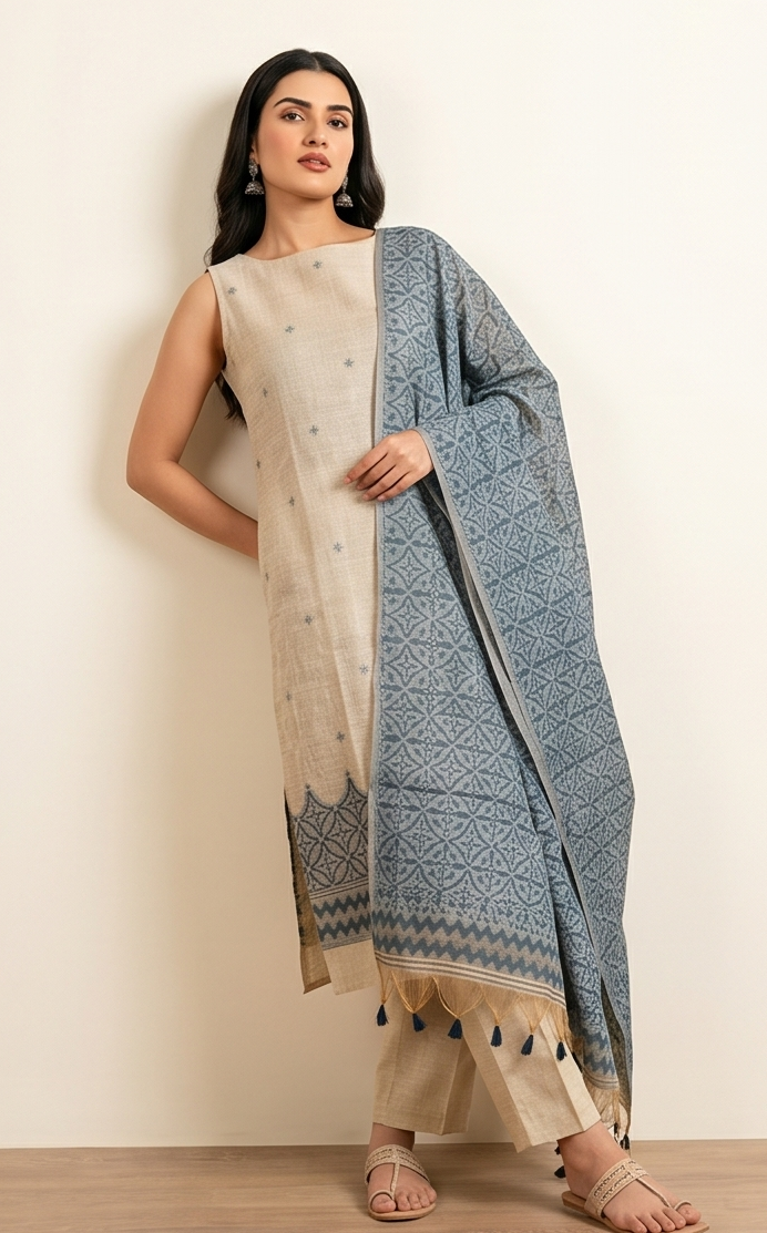 Khadi Tone Blue Linen Suit