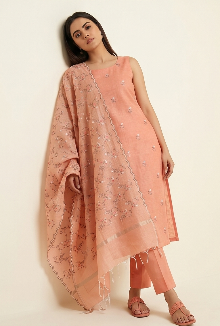 Peach Linen Suit