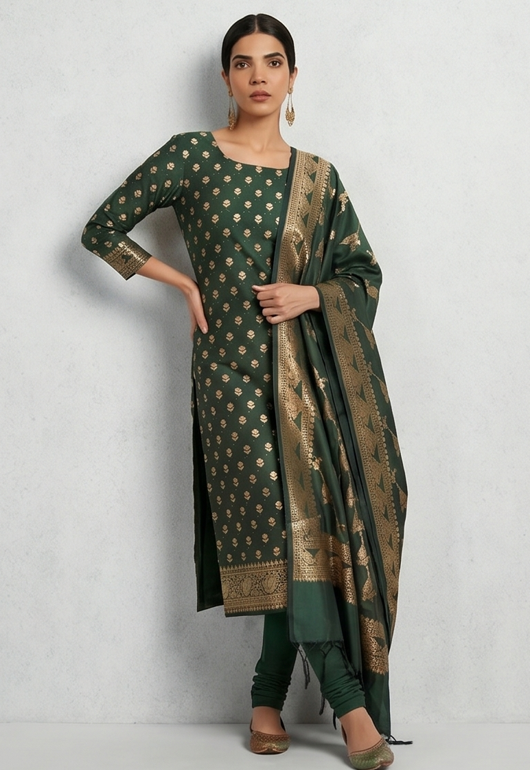 Mehndi Katan Silk Suit