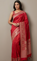 Red Banarasi Silk Tanchoi Saree