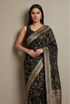 Black Georgette Zari Jaal Saree