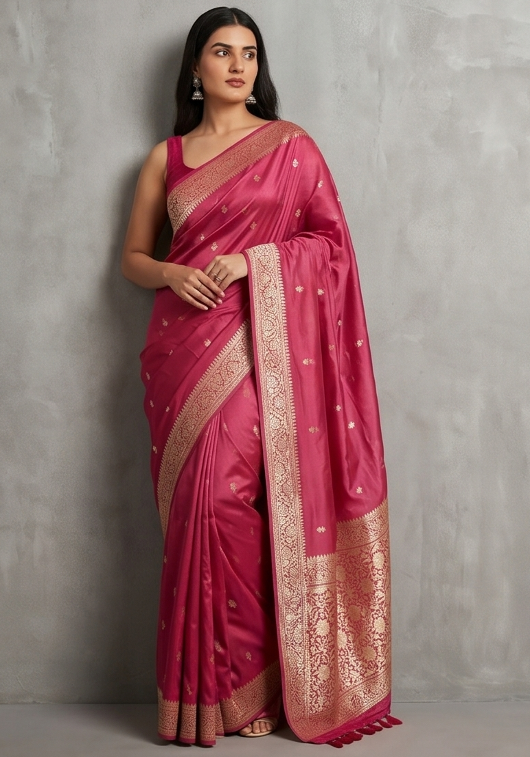 Designer Saree in Soft Butter Crepe with Elegant Drape & Rich Swarovski detailing