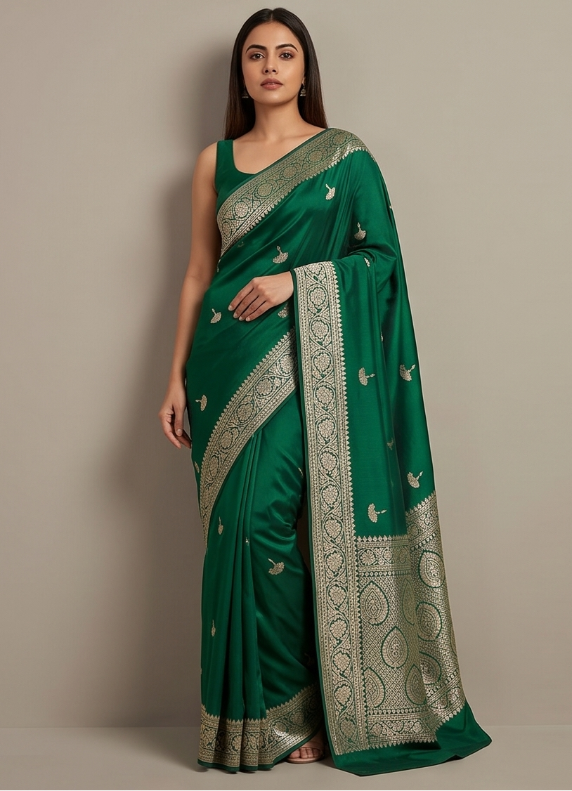 Green Katan Silk Saree