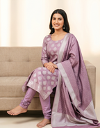 Wine Silk Suit with Silver Zari