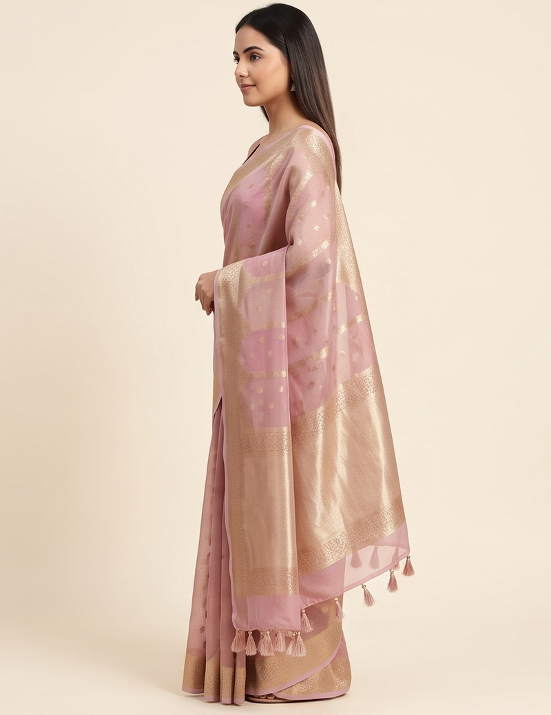 Light Pink Pastel Organza Saree
