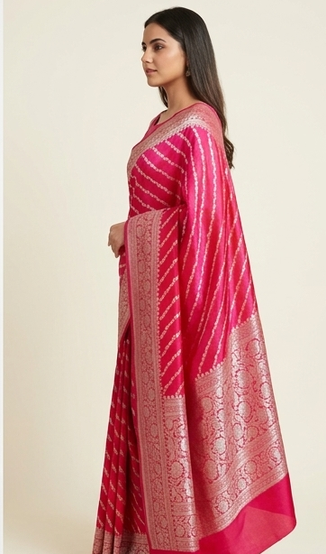 Pink Leheriya Silk Saree