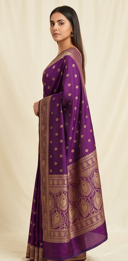 Purple Katan Silk Saree