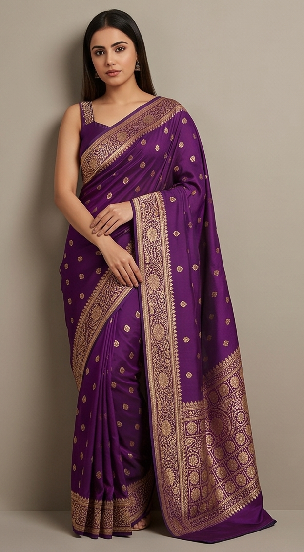 Purple Katan Silk Saree