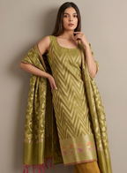 Mehndi Green Cotton Suit