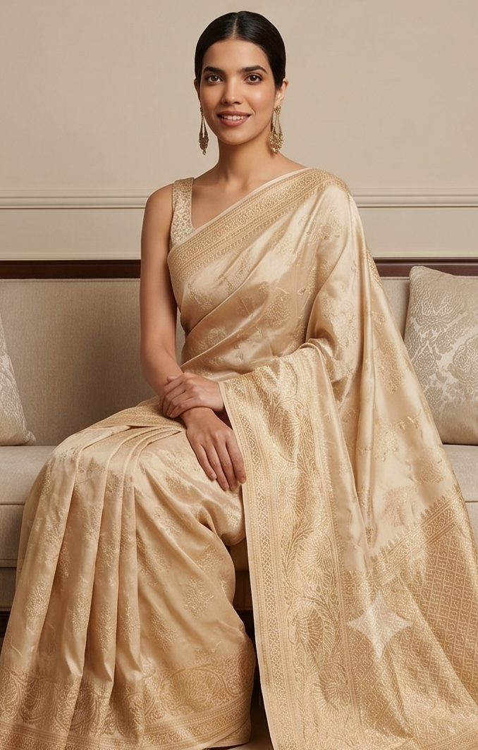 Golden Tanchoi Silk Saree