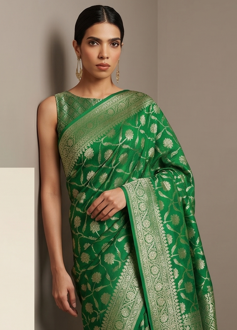 Green Georgette Banarasi Saree