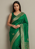 Dark Green Banarasi Silk