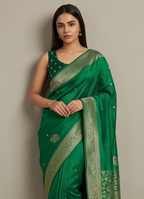 Dark Green Banarasi Silk