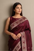 Wine Booti Silk Saree