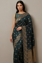 Olive Banarasi Silk Booti Saree