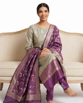 Banarasi Purple Sea Green Silk