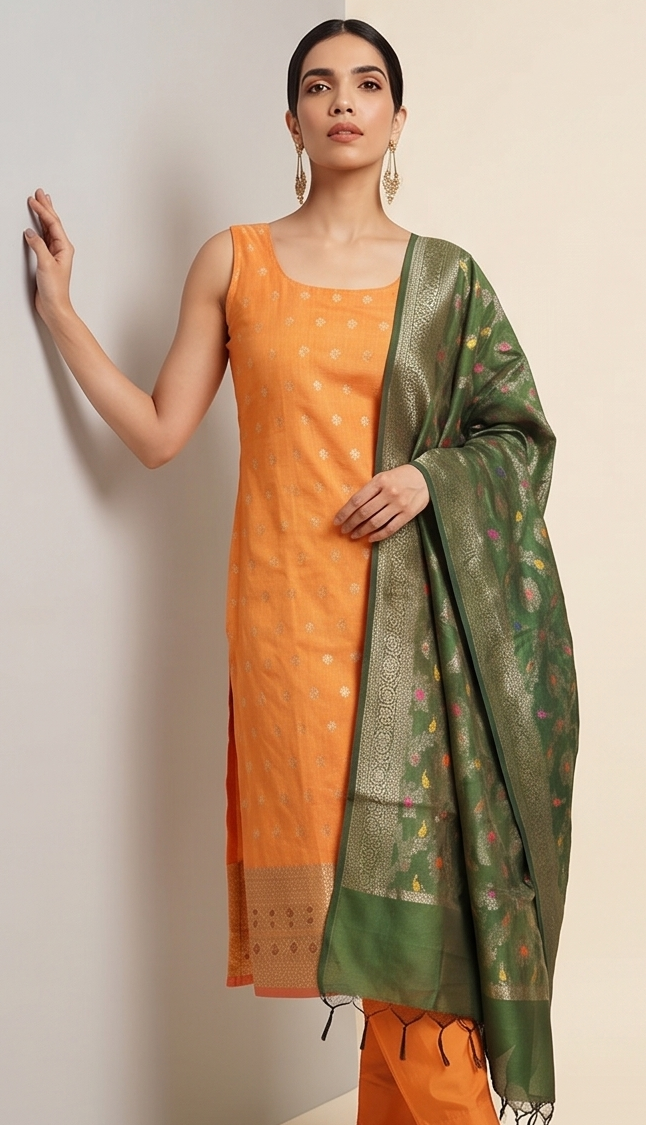 Orangish yellow Cotton suit