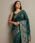 Dark Green Banarasi Silk