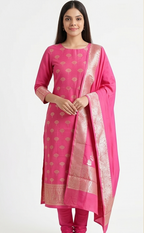 Pink Mulmul Cotton Suit