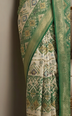 Green Cream Tissue Shimmer Saree