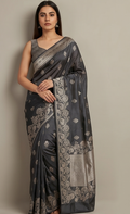 Charcoal Booti Banarasi Silk Saree