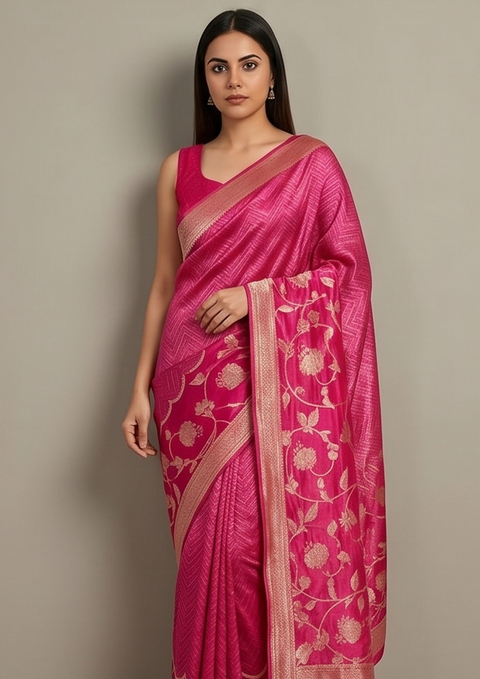 Pink Dual Tone Shimmer Saree