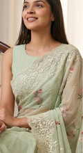 Light Green Organza Thread Saree