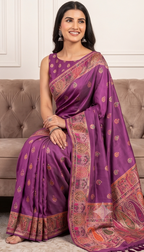 Deep plum Pashmina Resham
