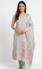 Light Ferozi Cotton 3-Piece Suit