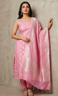 Light Pink Banarasi Linen Suit
