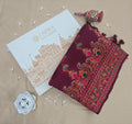 Wine Pashmina Saree with Resham Work