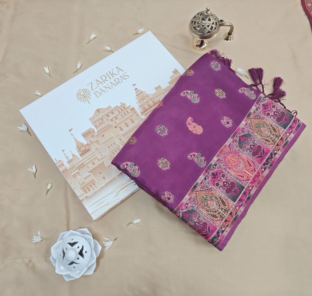 Deep plum Pashmina Resham