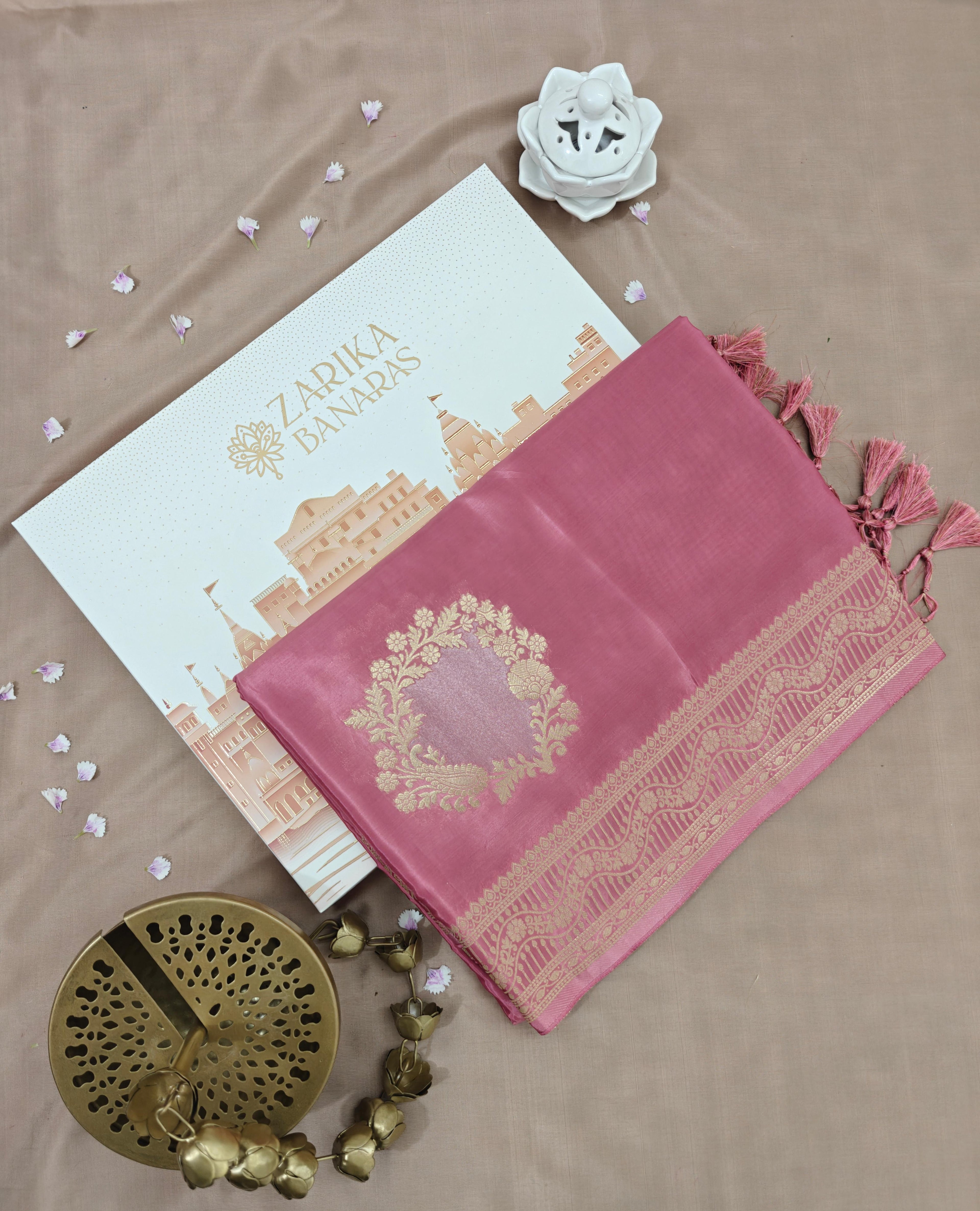 Baby Pink Designer Saree with All-Over Designs & Stunning Pallu