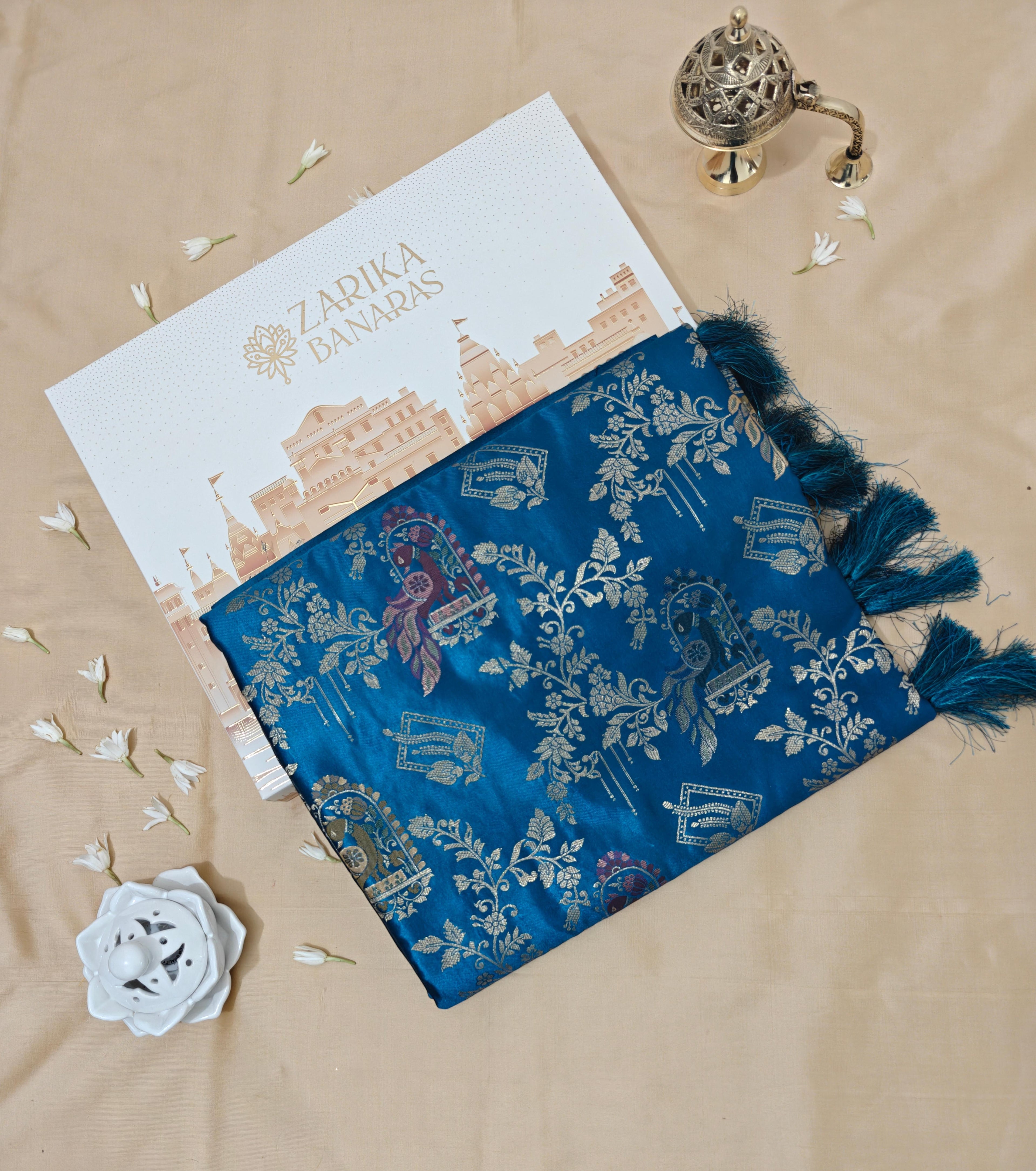 Steel Blue Color Meenakari banarsi