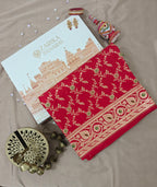 Red banarasi Katan with Meenakari Booti
