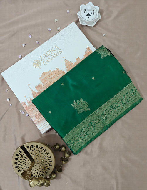 Dark Green Banarasi Silk