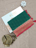 Green & Red Georgette Saree with Booti Work – Classic Banarasi Design