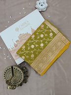 Parrot Green Silk Saree with Full Jaal Work