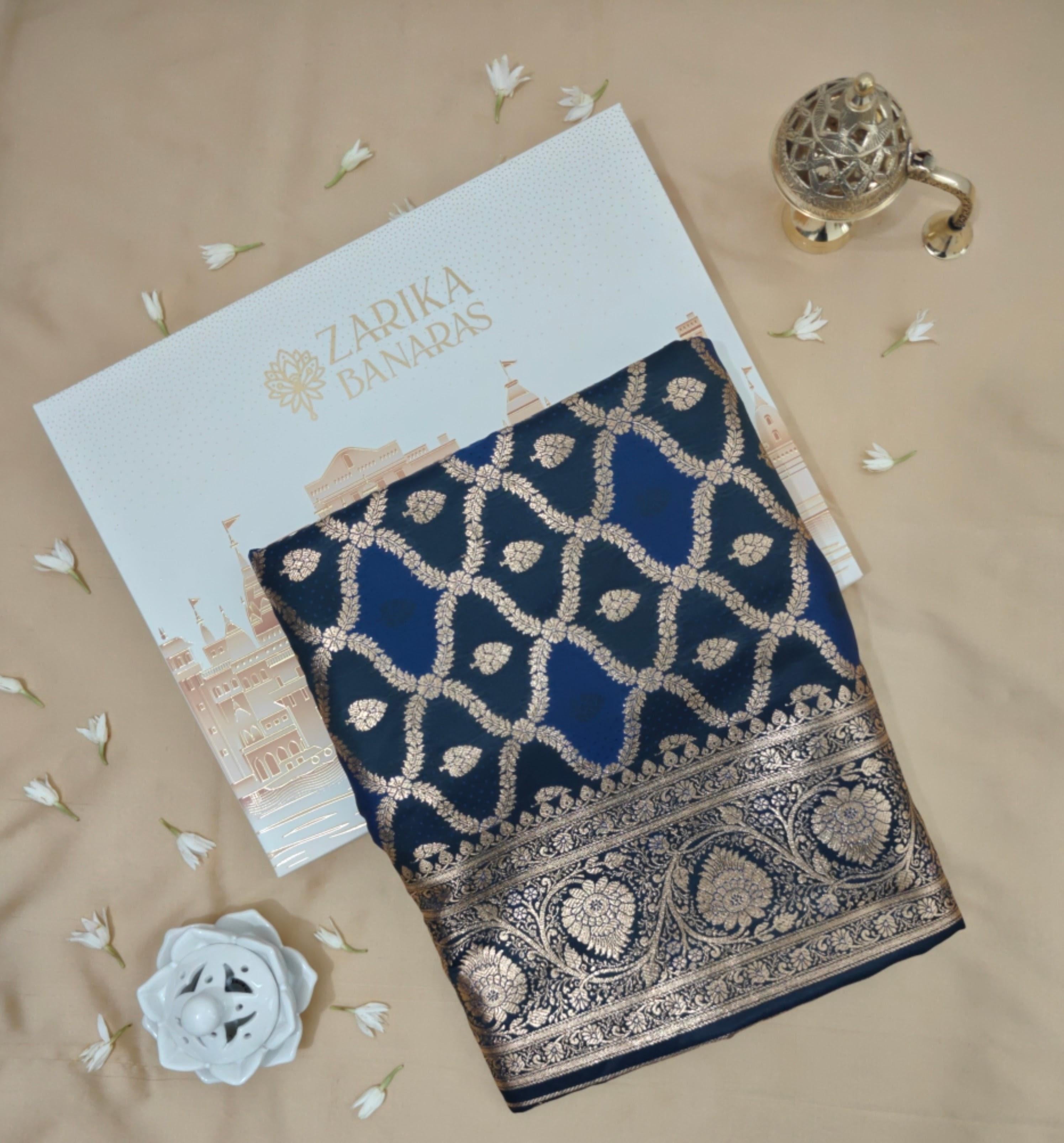 Royal Blue Tanchoi Katan Silk Saree with Rich Border & Pallu