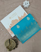 Elegant Aqua Blue Shimmer Tissue Saree