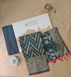 Dark blue Premium Cotton 3-Piece Suit with Banarasi Dupatta