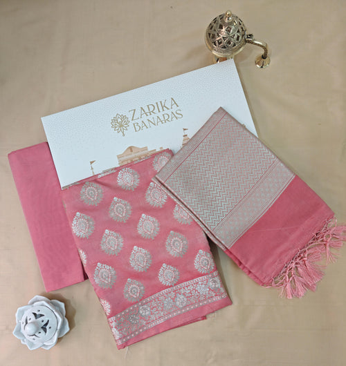 Coral Zari Silk Suit