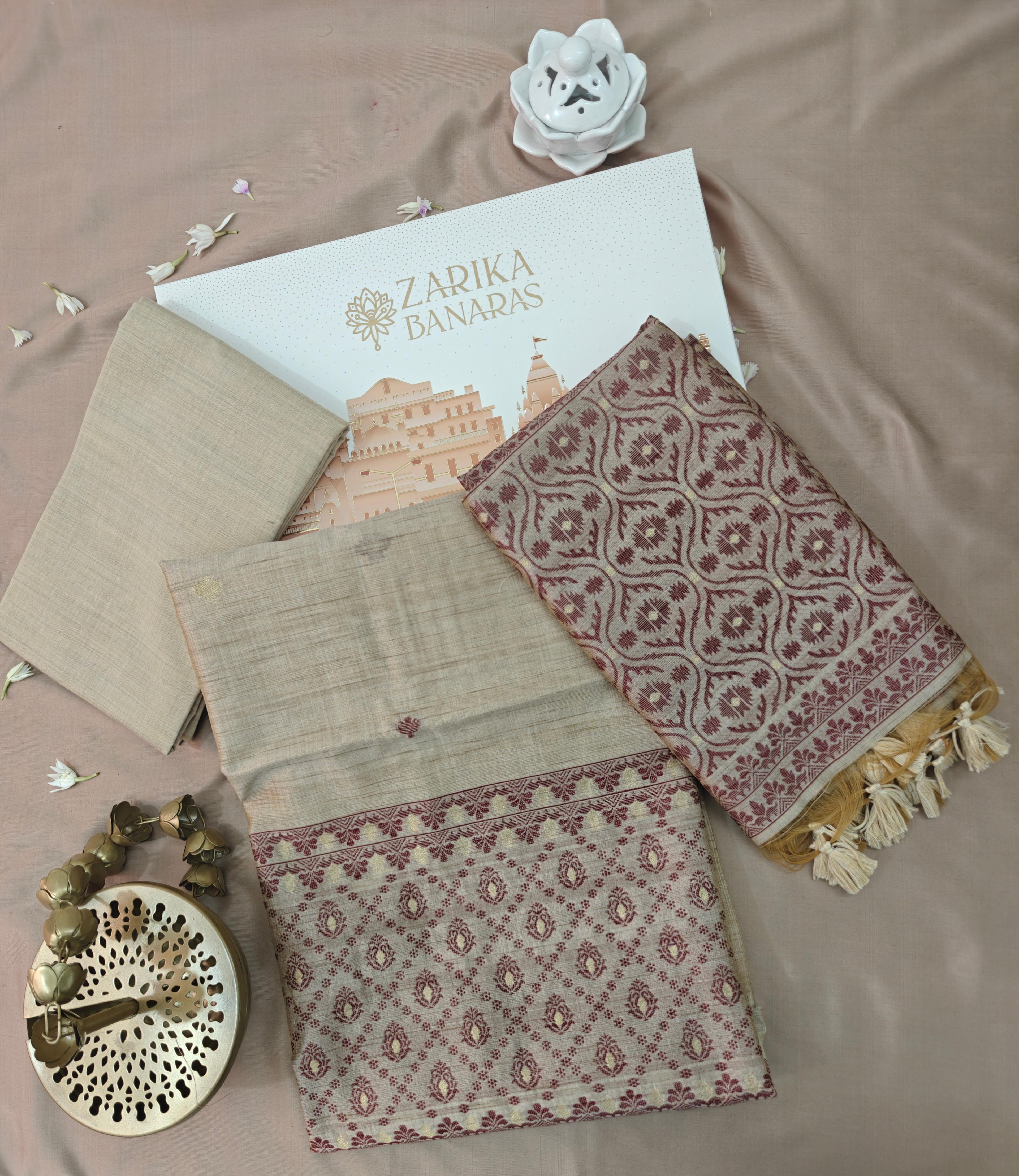 Khaadi Tussar Silk 3-Piece Suit with Red Thread Work