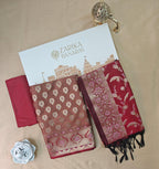 Red & Rust Silk 3-Piece Suit with Banarasi Dupatta