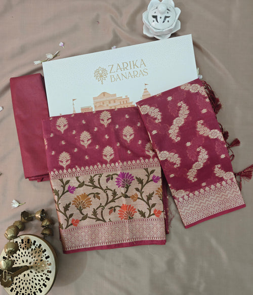 Berry Purple Paithani 3-Piece Suit