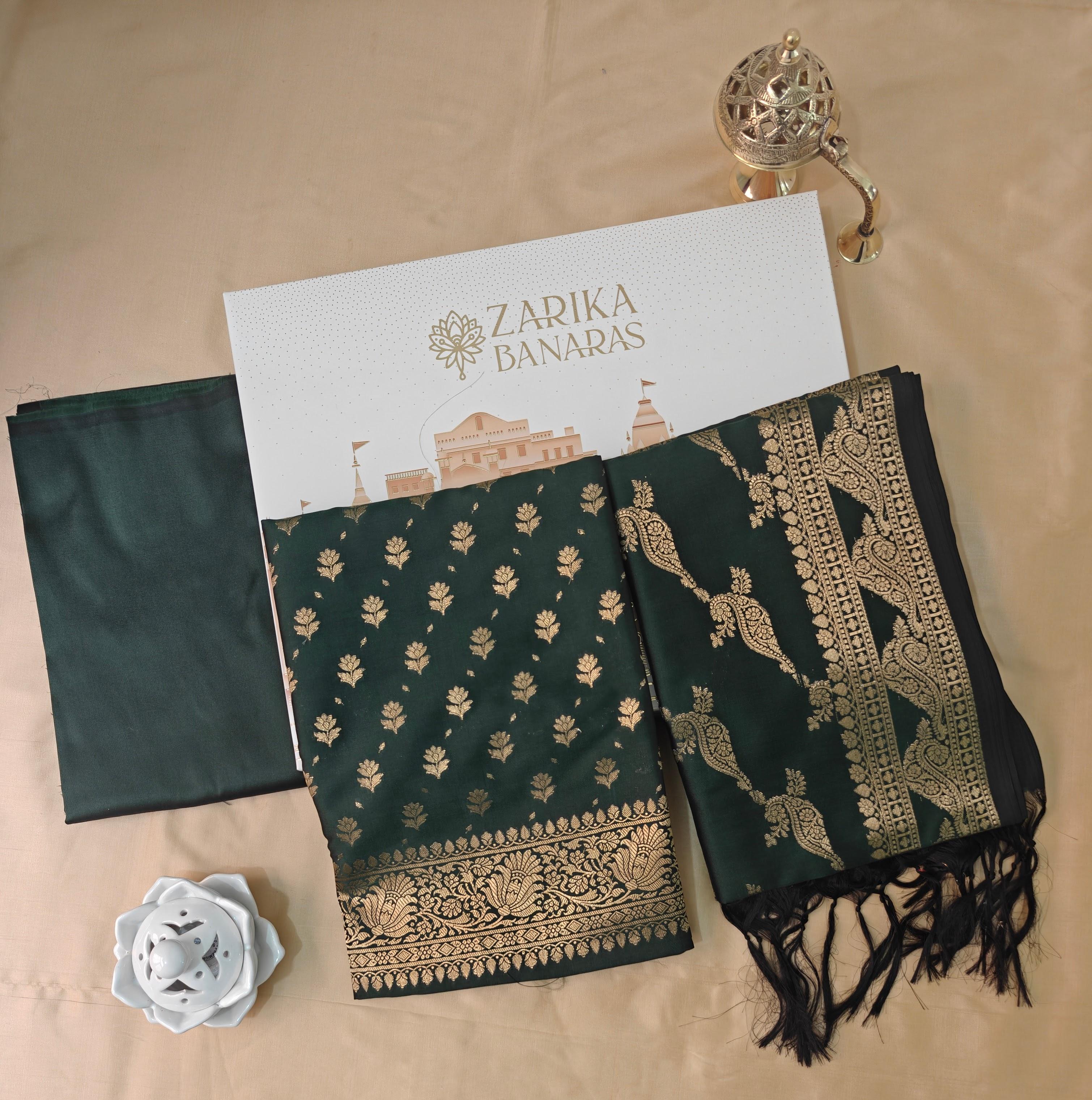 Dark green katan silk suit