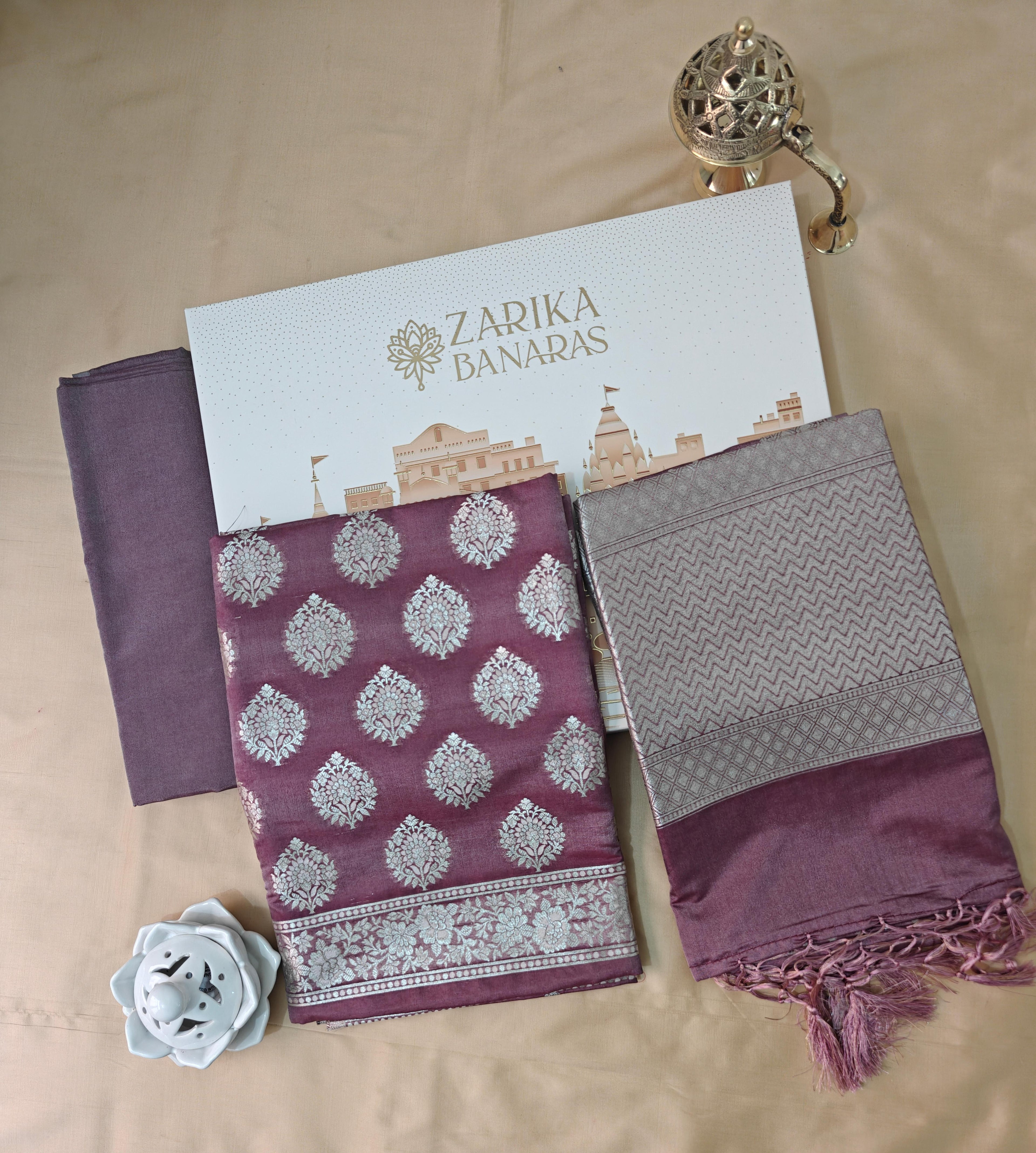 Wine Color Premium Silk 3-Piece Suit with Silver Zari & Heavy Dupatta