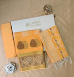 Elegant Mango Yellow Cotton 3-Piece Suit